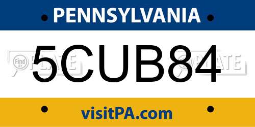 5CUB84 Pennsylvania License Plate