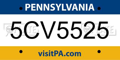 5CV5525 Pennsylvania License Plate