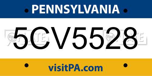 5CV5528 Pennsylvania License Plate
