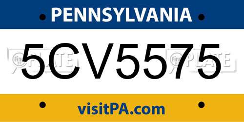 5CV5575 Pennsylvania License Plate