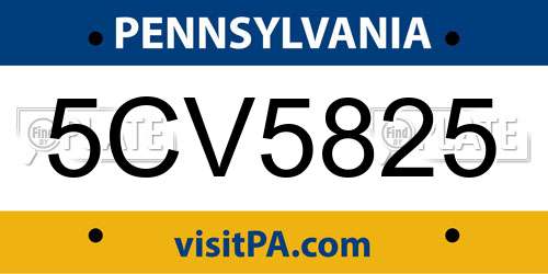 5CV5825 Pennsylvania License Plate