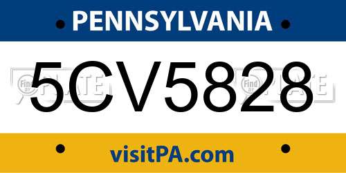 5CV5828 Pennsylvania License Plate