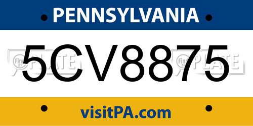 5CV8875 Pennsylvania License Plate
