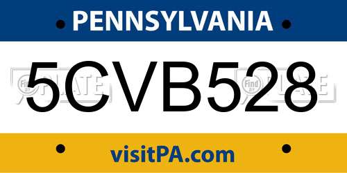 5CVB528 Pennsylvania License Plate