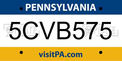 5CVB575 Pennsylvania License Plate