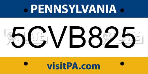 5CVB825 Pennsylvania License Plate