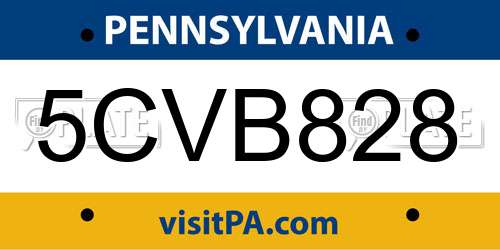 5CVB828 Pennsylvania License Plate