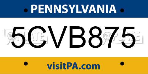 5CVB875 Pennsylvania License Plate