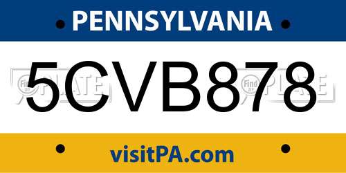 5CVB878 Pennsylvania License Plate