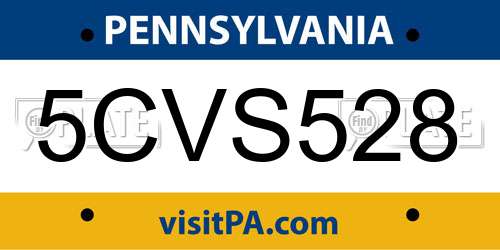 5CVS528 Pennsylvania License Plate