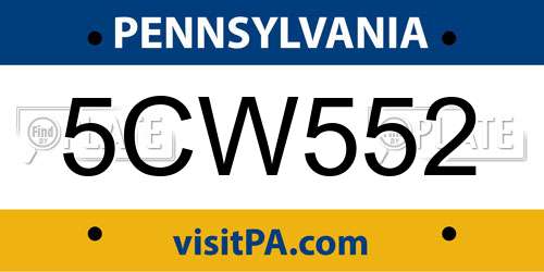 5CW552 Pennsylvania License Plate
