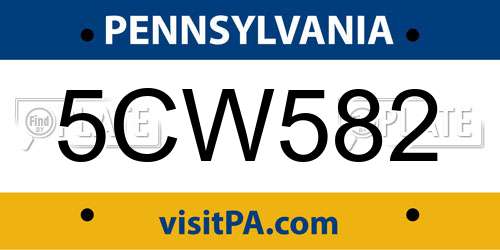 5CW582 Pennsylvania License Plate