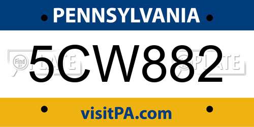 5CW882 Pennsylvania License Plate