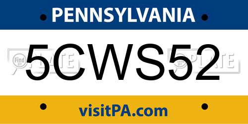 5CWS52 Pennsylvania License Plate