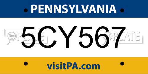 5CY567 Pennsylvania License Plate