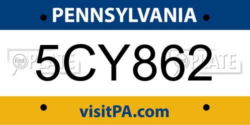 5CY862 Pennsylvania License Plate