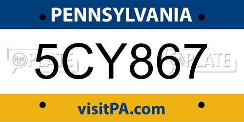 5CY867 Pennsylvania License Plate