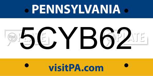 5CYB62 Pennsylvania License Plate