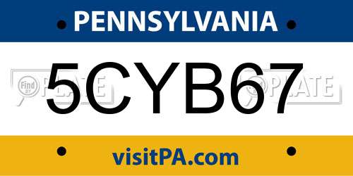 5CYB67 Pennsylvania License Plate