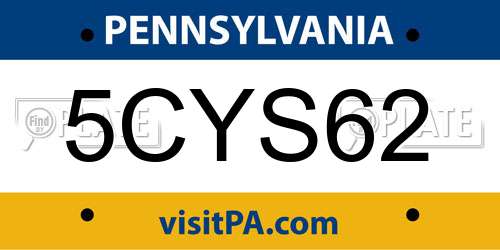 5CYS62 Pennsylvania License Plate
