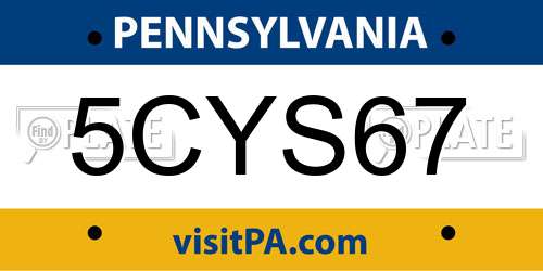 5CYS67 Pennsylvania License Plate