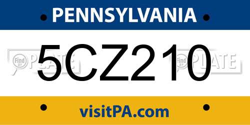 5CZ210 Pennsylvania License Plate
