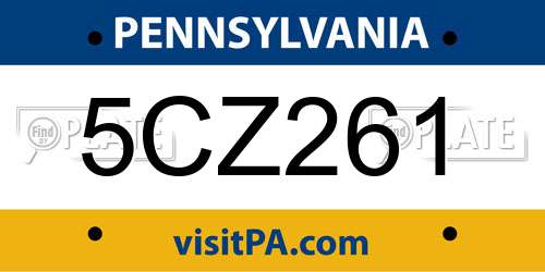 5CZ261 Pennsylvania License Plate