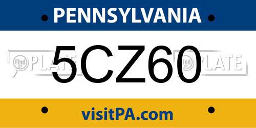 5CZ60 Pennsylvania License Plate