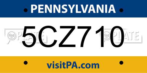 5CZ710 Pennsylvania License Plate