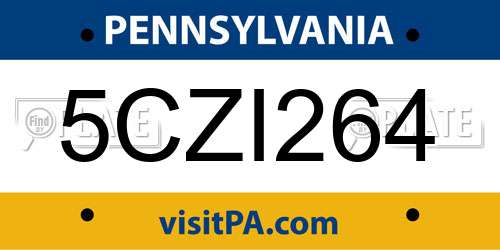 5CZI264 Pennsylvania License Plate