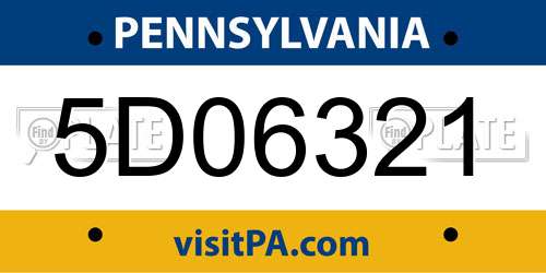5D06321 Pennsylvania License Plate