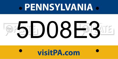 5D08E3 Pennsylvania License Plate