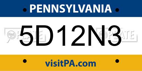 5D12N3 Pennsylvania License Plate