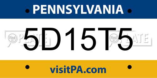 5D15T5 Pennsylvania License Plate