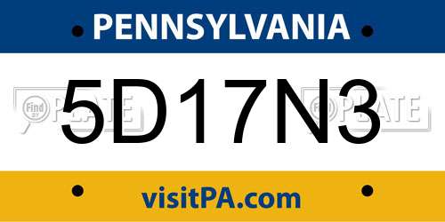5D17N3 Pennsylvania License Plate