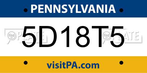 5D18T5 Pennsylvania License Plate