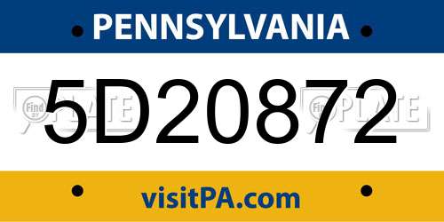 5D20872 Pennsylvania License Plate
