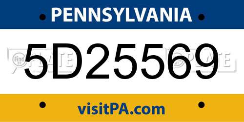5D25569 Pennsylvania License Plate