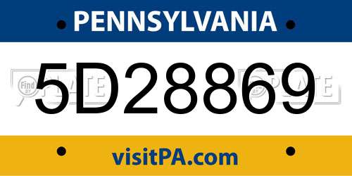 5D28869 Pennsylvania License Plate
