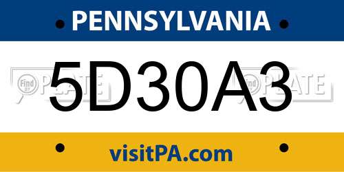 5D30A3 Pennsylvania License Plate