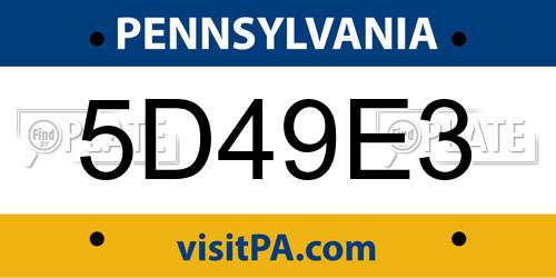 5D49E3 Pennsylvania License Plate