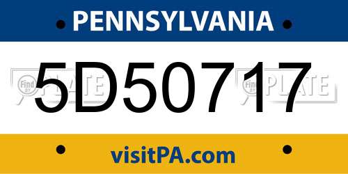 5D50717 Pennsylvania License Plate