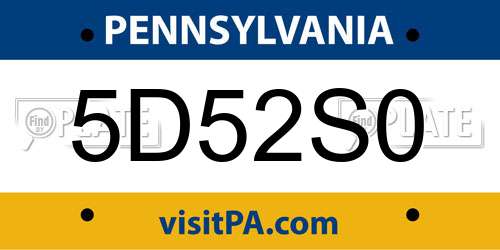 5D52S0 Pennsylvania License Plate