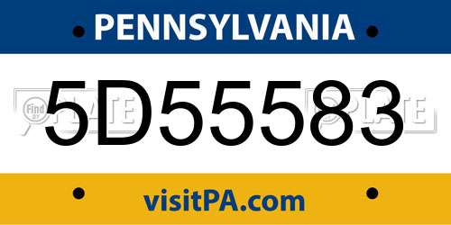 5D55583 Pennsylvania License Plate