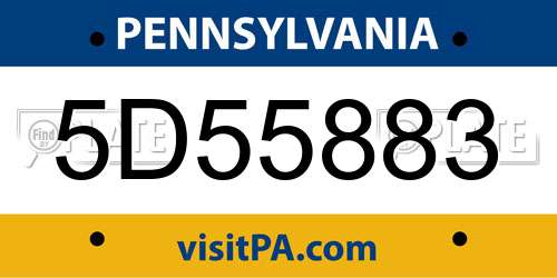 5D55883 Pennsylvania License Plate