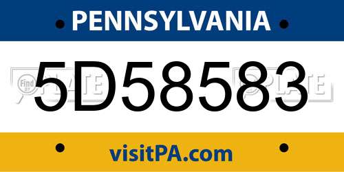 5D58583 Pennsylvania License Plate