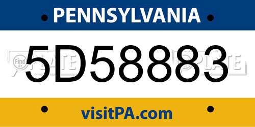 5D58883 Pennsylvania License Plate
