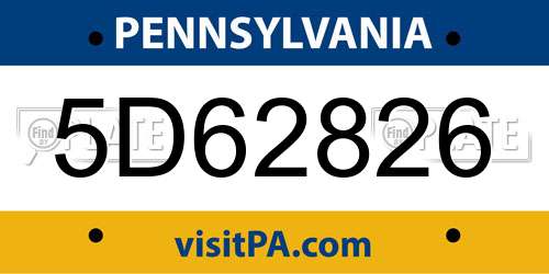 5D62826 Pennsylvania License Plate