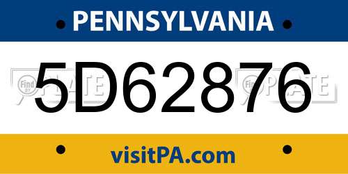 5D62876 Pennsylvania License Plate