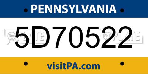 5D70522 Pennsylvania License Plate